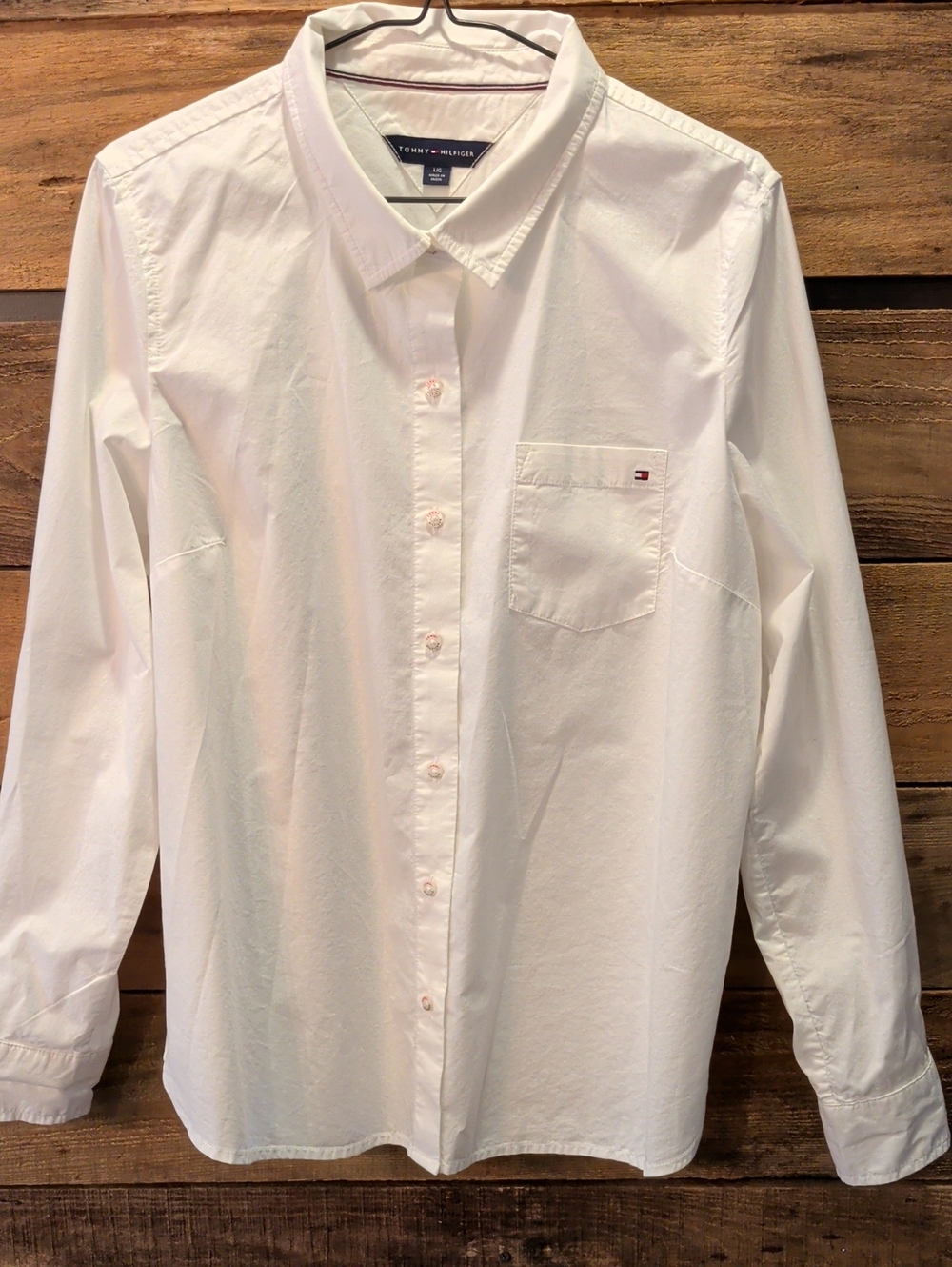 Tommy Hilfiger White Long-Sleeve Cotton Button-Up Shirt